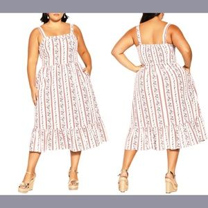 NWT $129 City Chic [ M/18 18W ] Lily Floral Fit & Flare Midi Dress in Peach S380